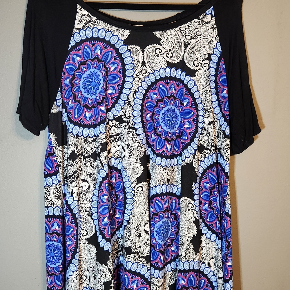 Zig Zag Stripes Brand Blue/black Mandala Blouse